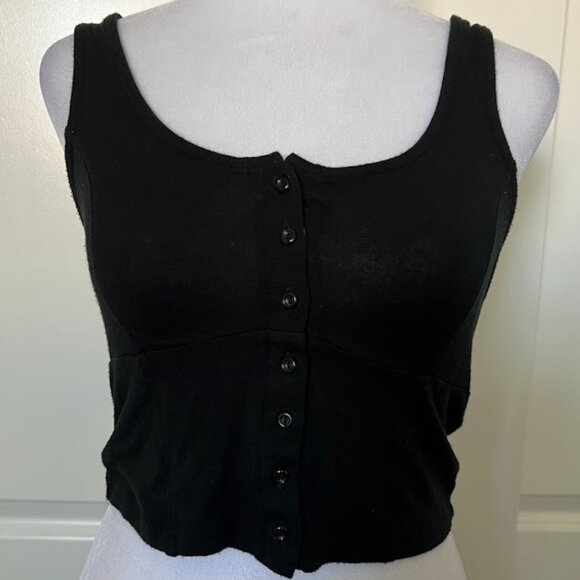 PacSun Tops - PACSUN PAC Cares Black Cropped Front Button Tank Top Size Small